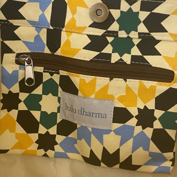 Lulu Dharma Womens Canvas Geometric Tile Pattern Large Tote Bag - Picture 8 of 9